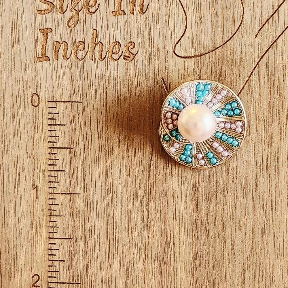 Silver Tone Pink Faux Pearl Teal Beaded Swirl‎ Statement Stud Earrings 1 Inch